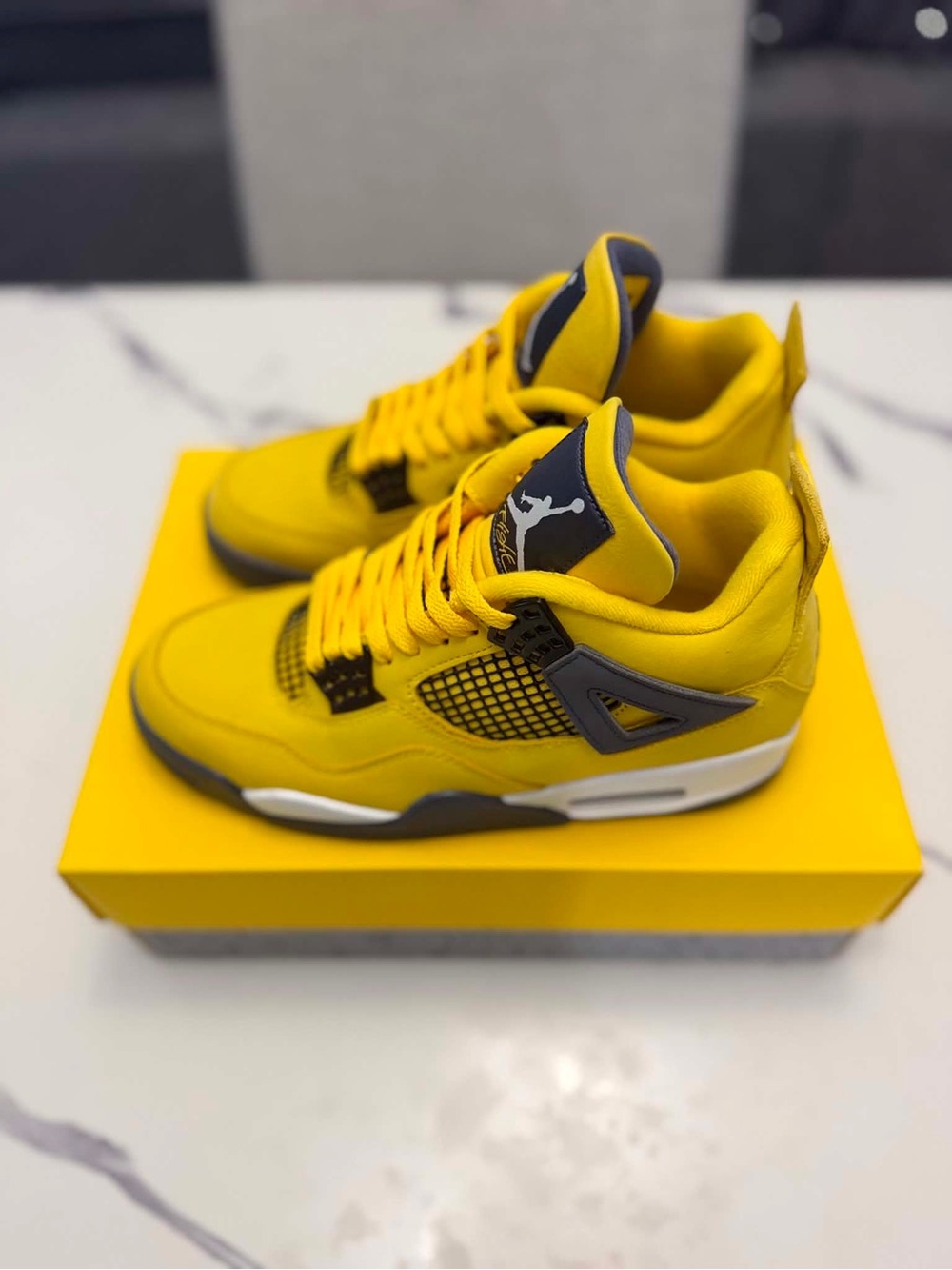 Nike Men's Sneakers - Bright Yellow with Dark Gray Accents